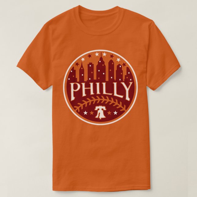 Philly Red White och Philadelphia Blue Baseball Fa T Shirt (Design framsida)