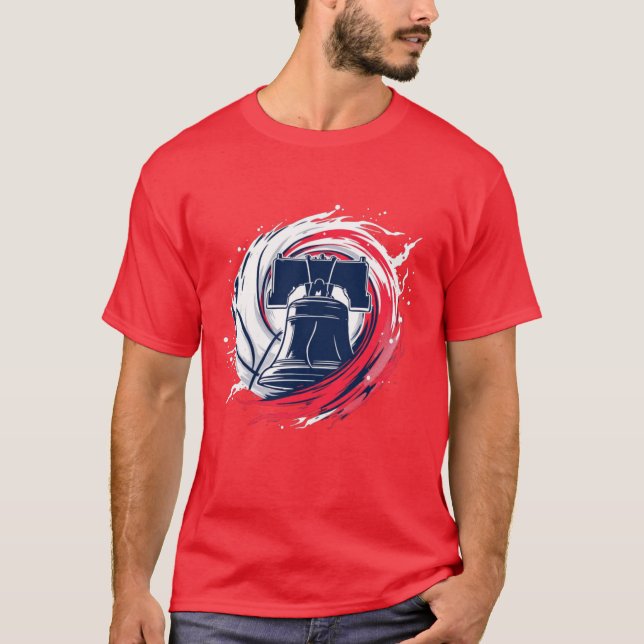 Philly Ring Liberty: Basketball möter Frihet T Shirt (Framsida)