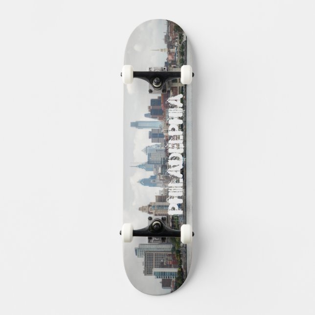 Philly skyline 2 old school skateboard bräda 21,6 cm (Framsida)