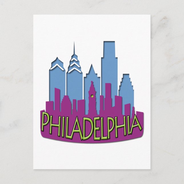 Philly Skyline Newwave coola Vykort (Framsida)