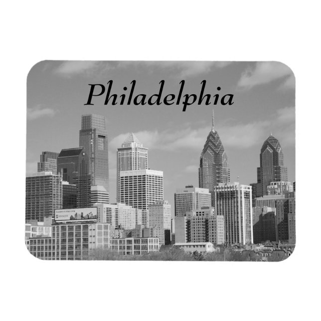 Philly skyscrapers black and white magnet (Horisontell)