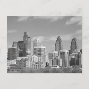 Philly skyscrapers black and white vykort
