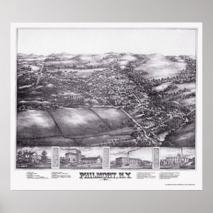Philmont, NY Panoramic Karta - 1881 Poster