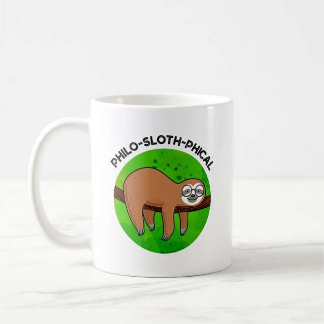 Philo-sloth-phical Funny Animal Sloth Pun Kaffemugg (Vänster)