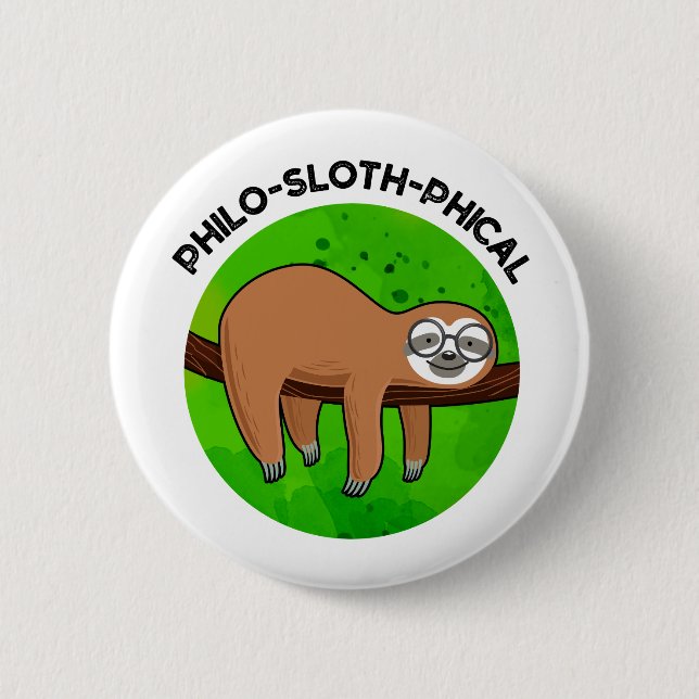 Philo-sloth-phical Funny Animal Sloth Pun Knapp (Framsida)