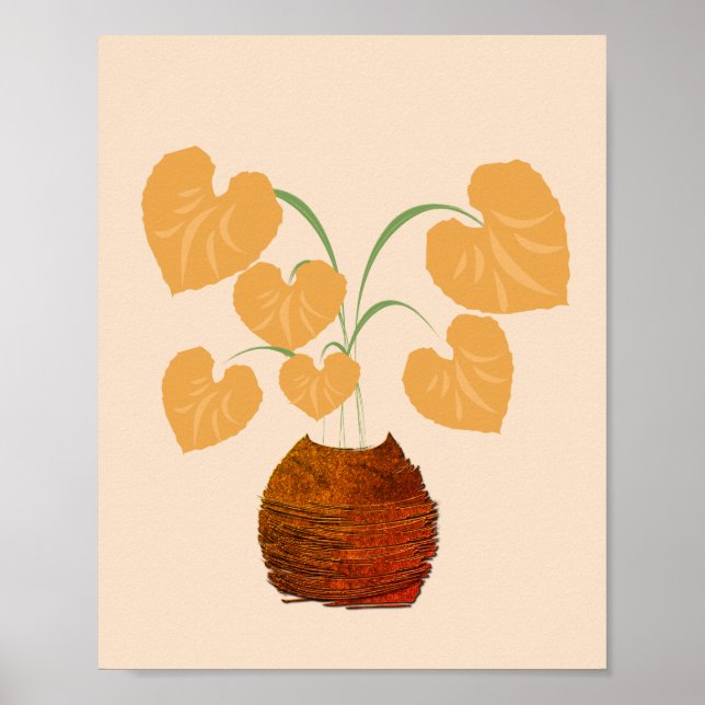 Philodendron Plant i Copper Pot Poster (Framsidan)