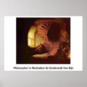 Philosopher i Meditation av Rembrandt Van Rijn Poster