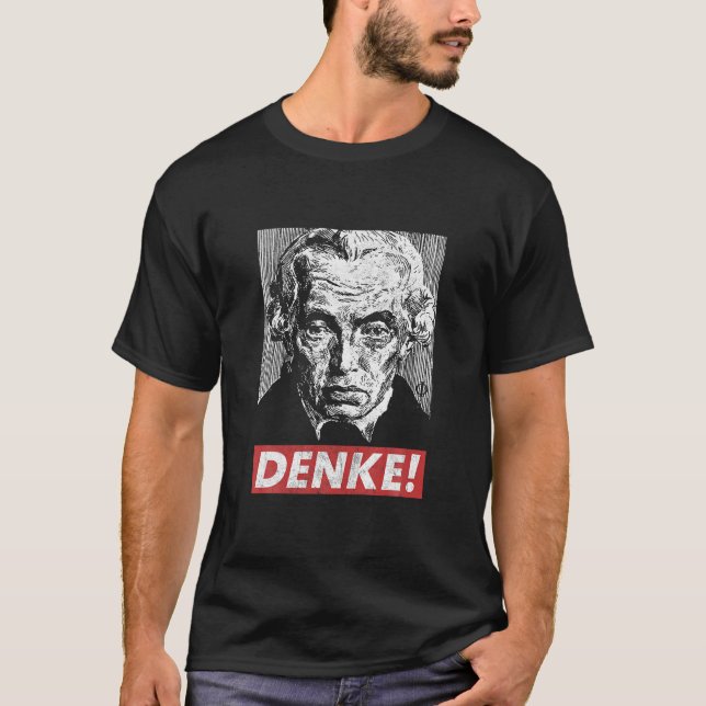 Philosopher Immanuel Kant Denke Tänka Sapere Aude T Shirt (Framsida)