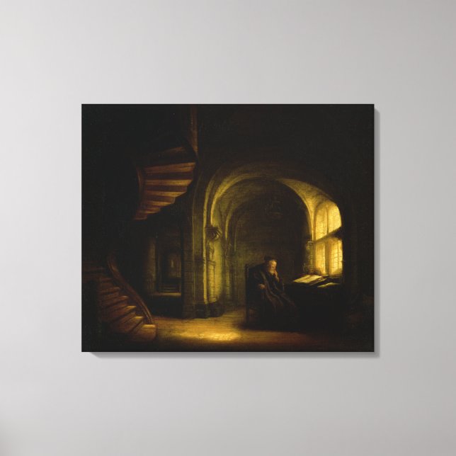 Philosopher med Open Bok, 1625-7 (olja på ruta) Canvastryck (Framsida)