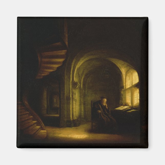 Philosopher med Open Bok, 1625-7 (olja på ruta) Magnet (Framsidan)