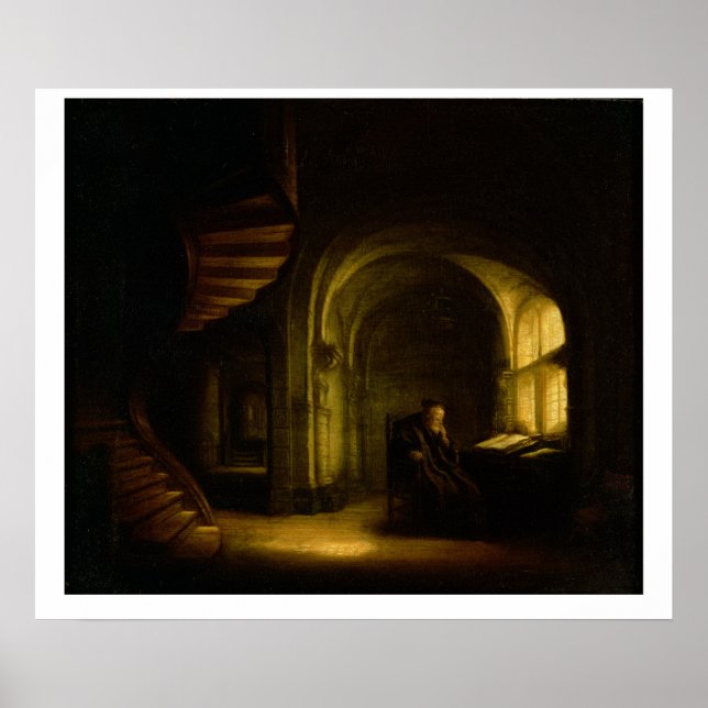 Philosopher med Open Bok, 1625-7 (olja på ruta) Poster (Framsidan)