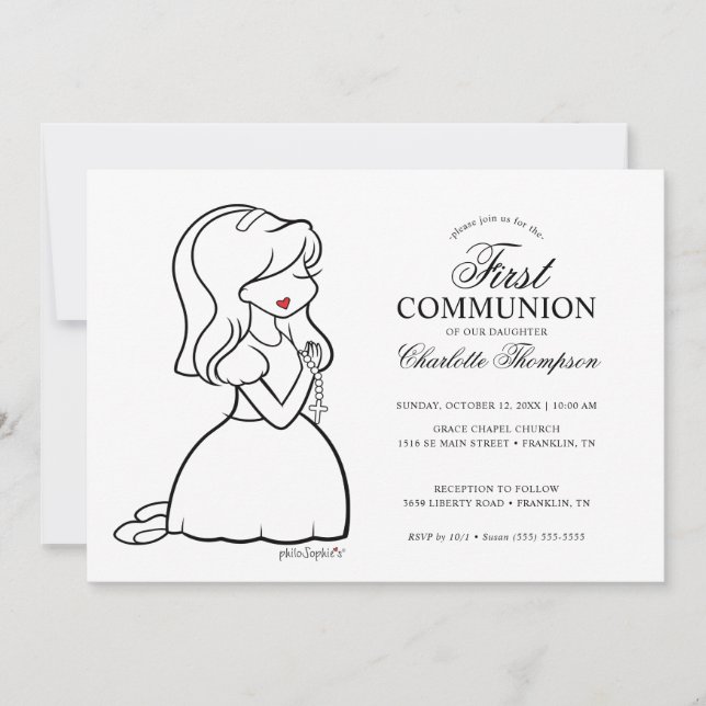 Philosophies First Communion - Girl Inbjudningar (Framsida)