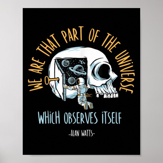 Philosophy Space Skull Alan Watts Astronaut Quote Poster (Framsidan)