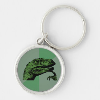 Philosoraptor Keychain Rund Silverfärgad Nyckelring