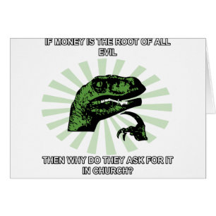 Philosoraptor pengar och kyrka hälsningskort