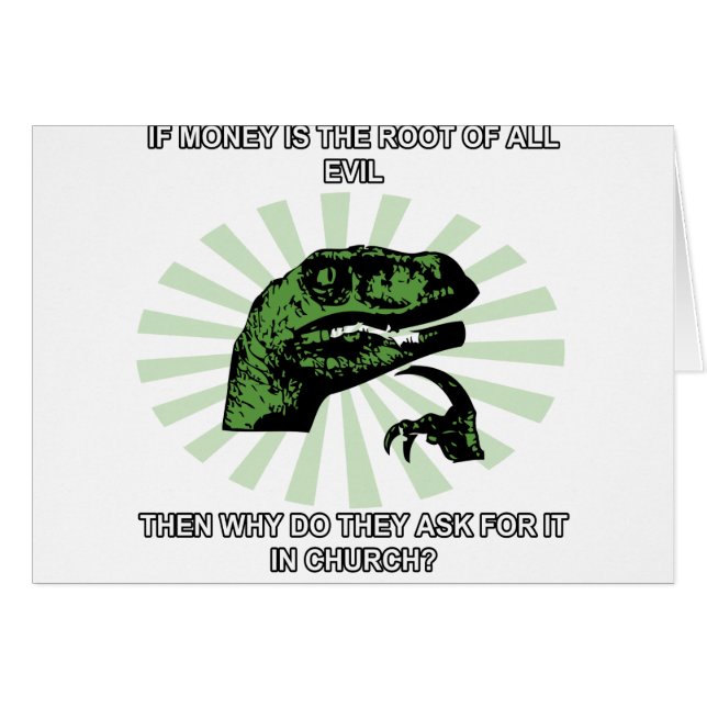 Philosoraptor pengar och kyrka hälsningskort (Framsidan Horizontal)