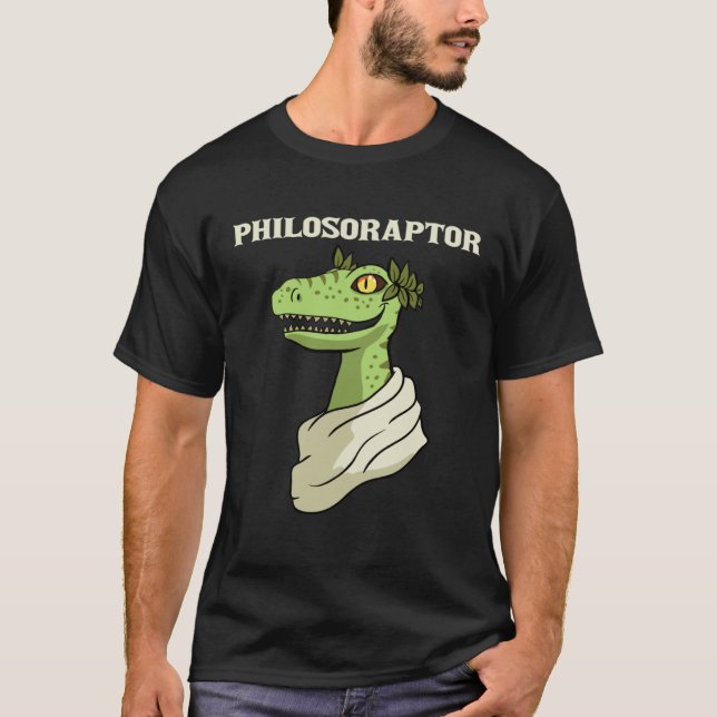Philosoraptor Philosopher Raptor Dinosaur Velocira T Shirt (Framsida)