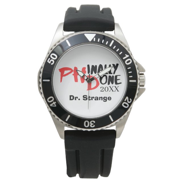 Phinally done. - Funny PHD Graduation Quote Design Armbandsur (Framsida)