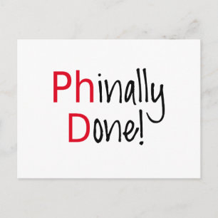 Phinally Ready, PhD student, studenten-present Meddelande Vykort