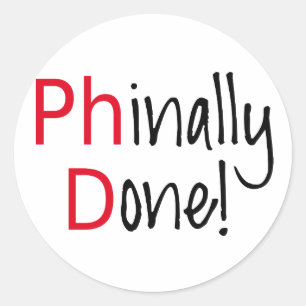 Phinally Ready, PhD student, studenten-present Runt Klistermärke