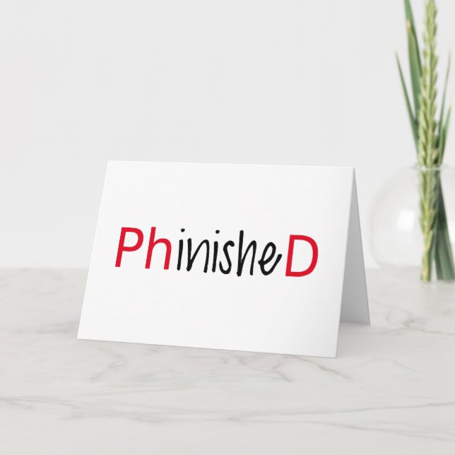 Phinish, ord art, textdesign för PhD studenter Kort (Framsida)