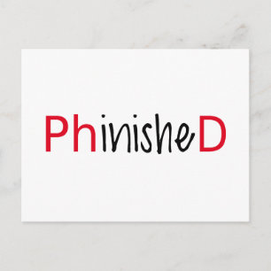 Phinish, ord art, textdesign för PhD studenter Meddelande Vykort