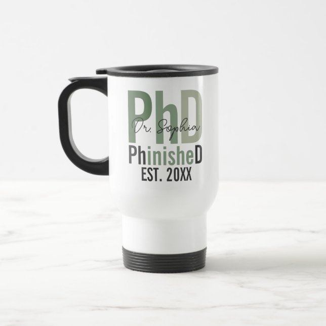 PhinisheD Anpassningsbar PhD Studenten Gift Resemugg (Vänster)