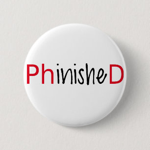 Phinished ordkonst, textdesignen för PhD avlägge Knapp