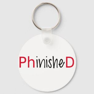 Phinished ordkonst, textdesignen för PhD avlägge Nyckelring