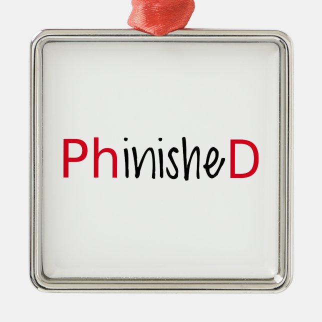 Phinished ordkonst, textdesignen för PhD avlägger Julgransprydnad Metall (Framsidan)