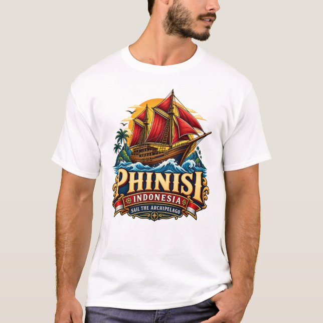 Phinisi Indonesia Segling T Shirt (Framsida)