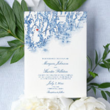 Phippsburg Maine Elegant Navy Karta Bröllop