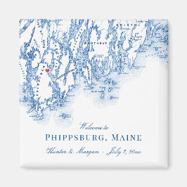 Phippsburg Maine Karta Elegant bröllop Favor Magnet