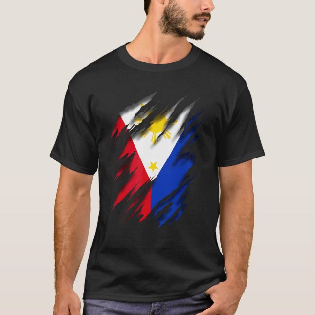 Phl Ph Philippine Flagga T Shirt (Framsida)