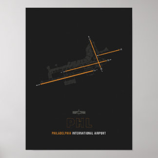 PHL - Philadelphia Airport Runway Diagram Art Poster