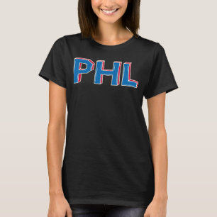 PHL Philadelphia Förkortning Brev i Blue Red T Shirt