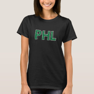PHL Philadelphia Förkortning Brev i Grönt T Shirt