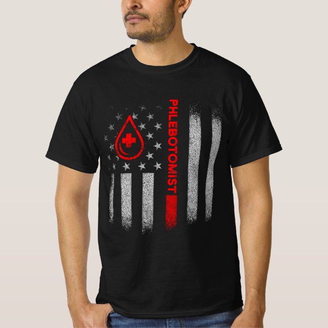 Phlebotomist American Flag Phlebotomy Technician B T Shirt (Framsida)