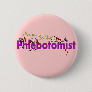 Phlebotomist "är vi så åder" stick figurer knapp