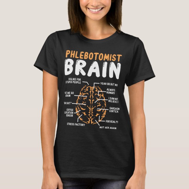 Phlebotomist Badge Buddy Brain Phlebotomy T Shirt (Framsida)