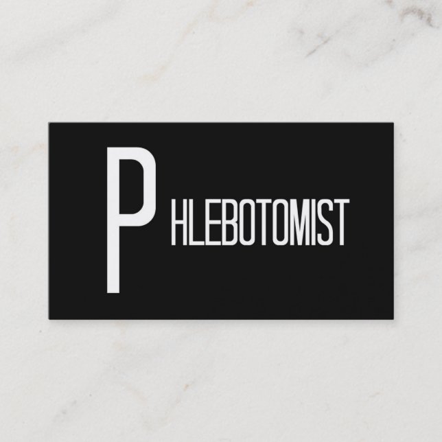 Phlebotomist Black and White Affärskort Visitkort (Framsida)