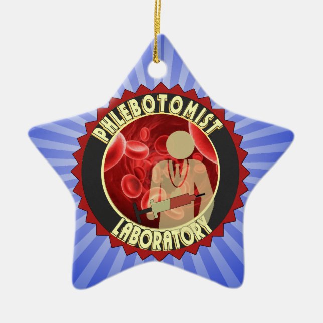PHLEBOTOMIST BLOOD-LOGOTYP JULGRANSPRYDNAD KERAMIK (Framsidan)