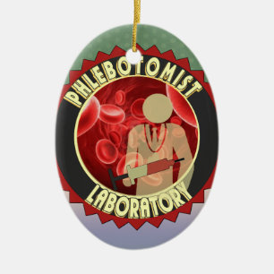 PHLEBOTOMIST BLOOD-LOGOTYP JULGRANSPRYDNAD KERAMIK