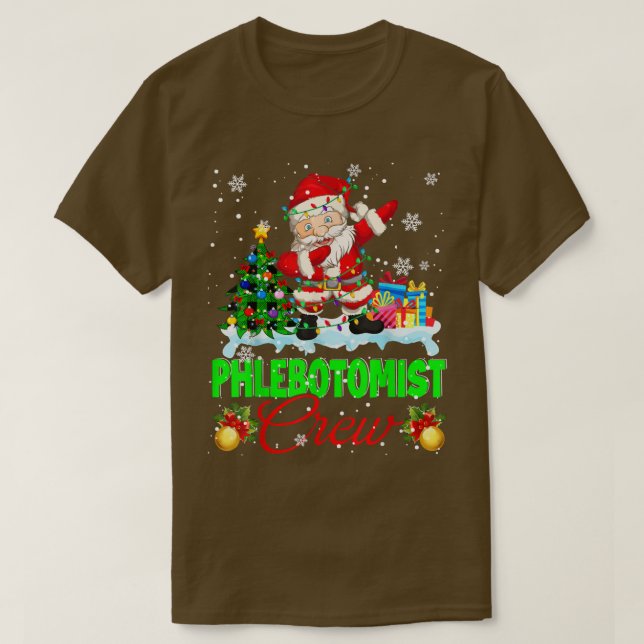 Phlebotomist Crew Julafton Ljus Dabbing Santa Jula T Shirt (Design framsida)