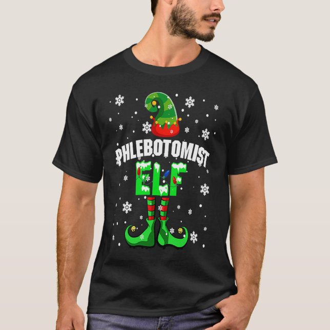 Phlebotomist Elf Christmas Elf Costume Matching Fa T Shirt (Framsida)
