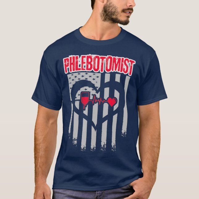 Phlebotomist Flagga Phlebotomy Technician T Shirt (Framsida)