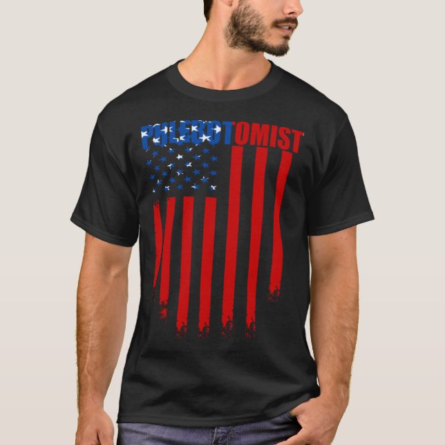 Phlebotomist Flagga Phlebotomy Technician T Shirt (Framsida)