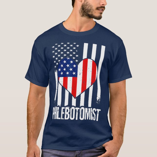 Phlebotomist Flagga Symbol Phlebotomy Technician T Shirt (Framsida)