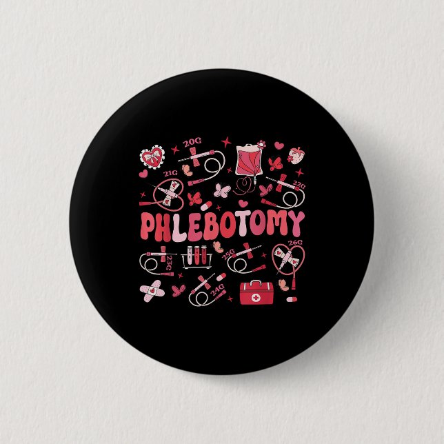 Phlebotomist Heart Phlebotomy Nurse Tech Gift Vale Knapp (Framsida)