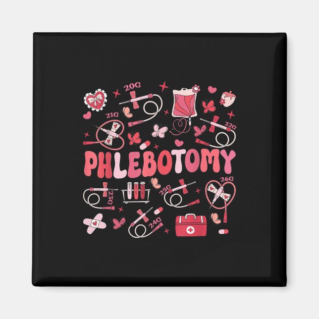Phlebotomist Heart Phlebotomy Nurse Tech Gift Vale Magnet (Framsidan)